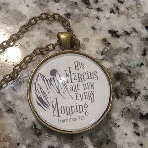 Bronze Tone 'His Mercies Are New Every Morning' Pendant Necklace